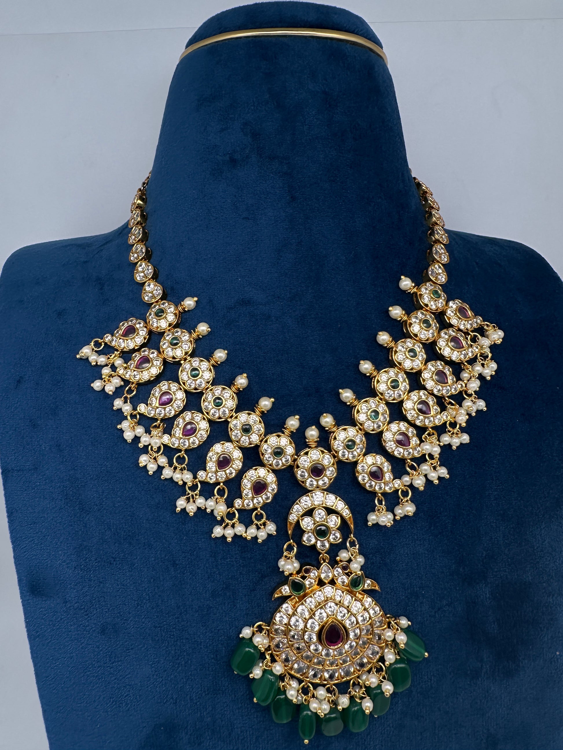 CZ Floral Mango Short Necklace - 