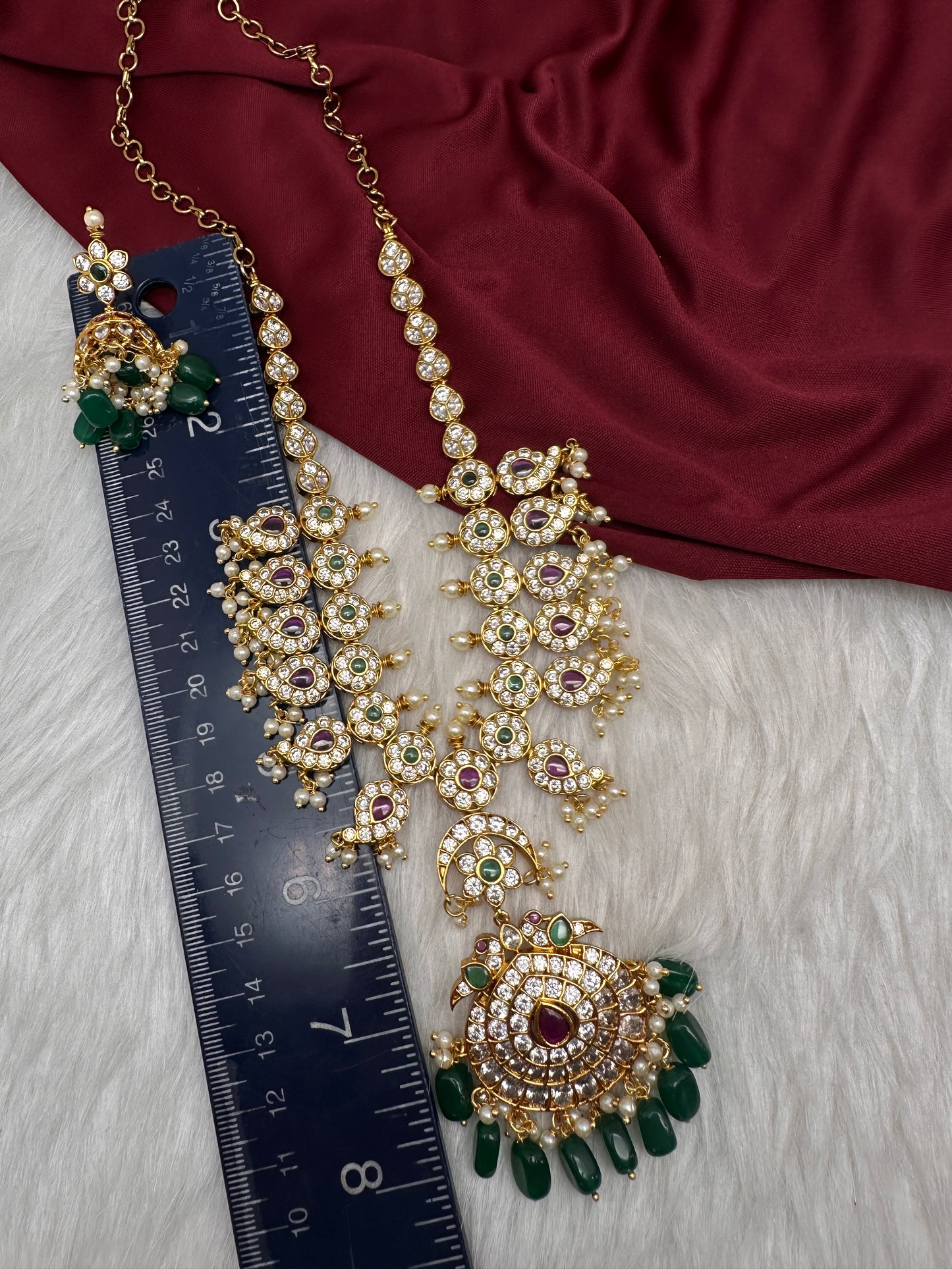 CZ Floral Mango Short Necklace - 