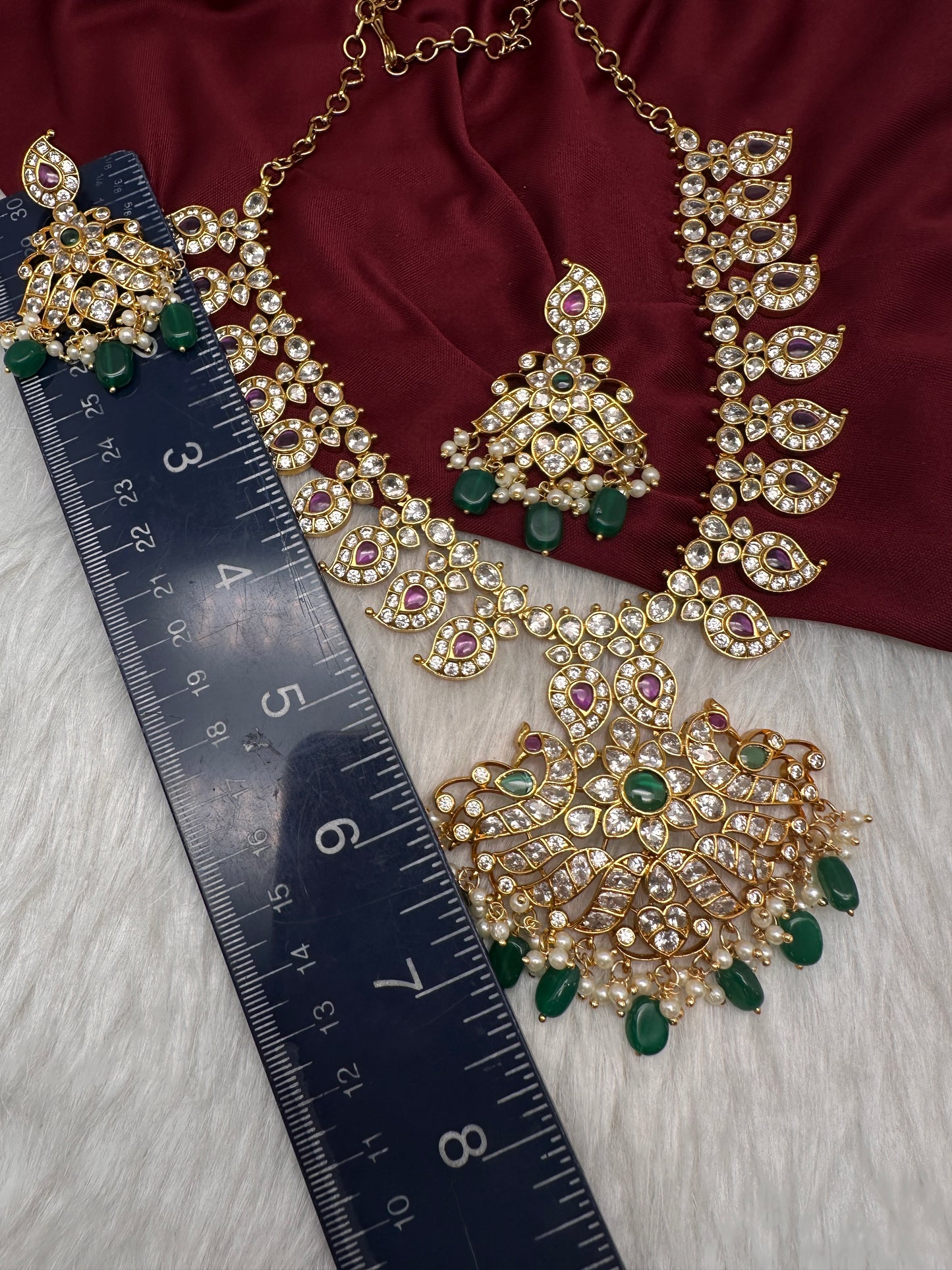 CZ Peaock Mango Short Necklace - 