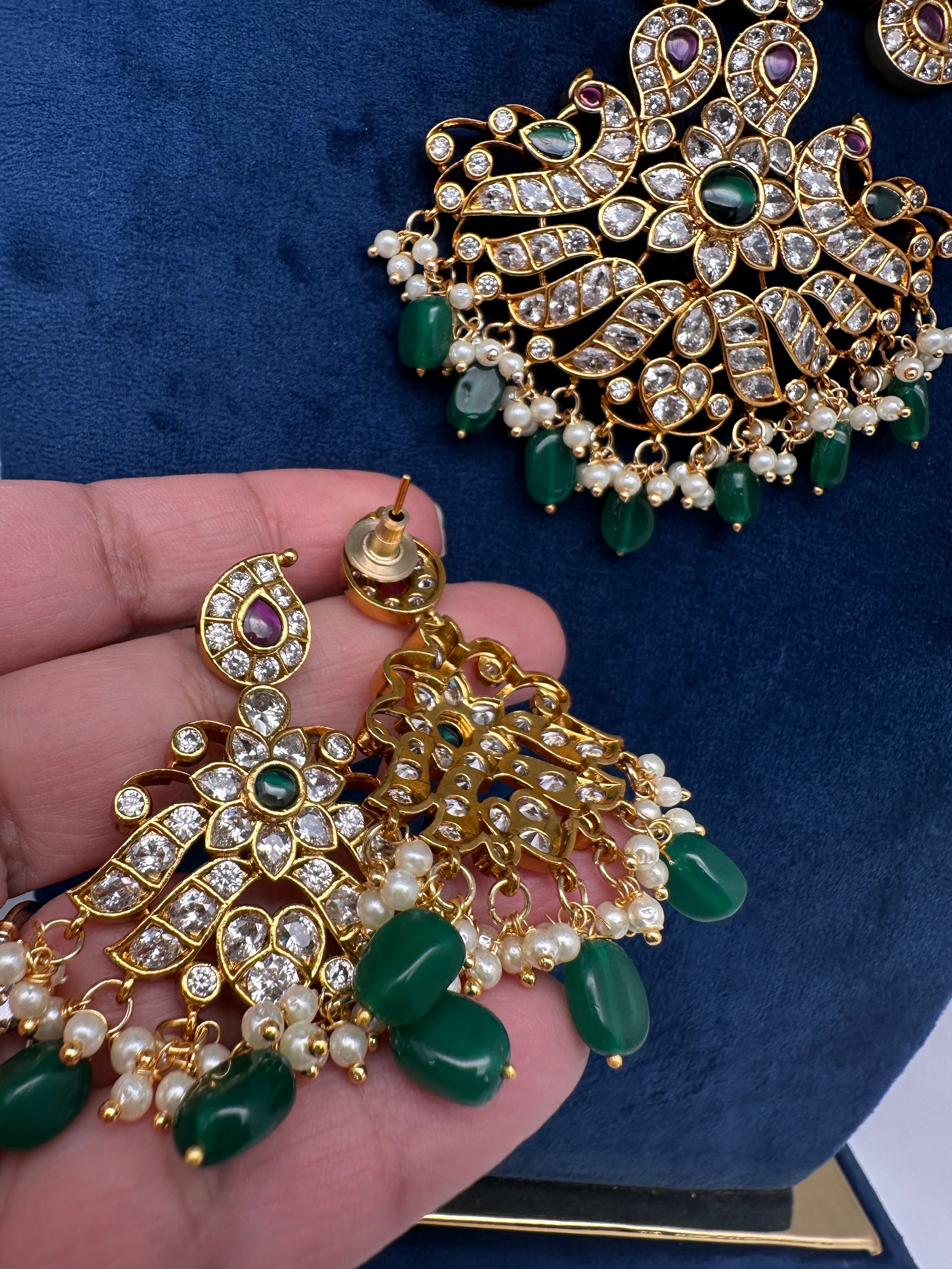 CZ Peaock Mango Short Necklace - 
