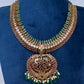 Kempu Red Green Short Necklace with Jhumkis - 