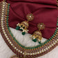 Kempu Red Green Short Necklace with Jhumkis - 