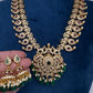 Red Green Mango Mala Short Necklace with Jhumkis - 