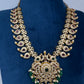Red Green Mango Mala Short Necklace with Jhumkis - 