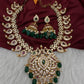 Red Green Mango Mala Short Necklace with Jhumkis - 