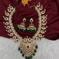 Red Green Mango Mala Short Necklace with Jhumkis - 