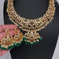 CZ Peacock Neckline Short Necklace with Jhumkis - 