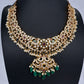 CZ Peacock Neckline Short Necklace with Jhumkis - 