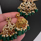 CZ Peacock Neckline Short Necklace with Jhumkis - 