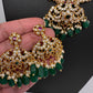CZ Peacock Neckline Short Necklace with Jhumkis - 