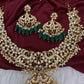 CZ Peacock Neckline Short Necklace with Jhumkis - 