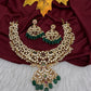 CZ Peacock Neckline Short Necklace with Jhumkis - 