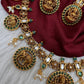 Matte Goddess Lakshmi Elephant Short Necklace - Green