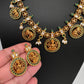 Matte Goddess Lakshmi Elephant Short Necklace - Green