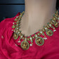 Matte Goddess Lakshmi Elephant Short Necklace - Green