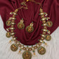 Matte Goddess Lakshmi Elephant Short Necklace - Green