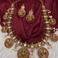 Matte Goddess Lakshmi Elephant Short Necklace - Red