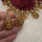 Matte Goddess Lakshmi Elephant Short Necklace - Red