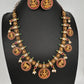 Matte Goddess Lakshmi Elephant Short Necklace - Red