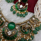 Victorian Beads Color Stone Short Necklace - Green