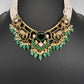 Victorian Beads Color Stone Short Necklace - Green