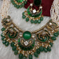 Victorian Beads Color Stone Short Necklace - Green