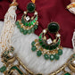 Victorian Beads Color Stone Short Necklace - Green