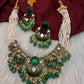 Victorian Beads Color Stone Short Necklace - Green