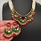 Victorian Beads Color Stone Short Necklace - Red