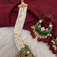 Victorian Beads Color Stone Short Necklace - Red