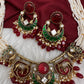 Victorian Beads Color Stone Short Necklace - Red