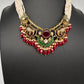 Victorian Beads Color Stone Short Necklace - Red