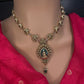 Matte Antique Goddess Lakshmi Short Necklace - 