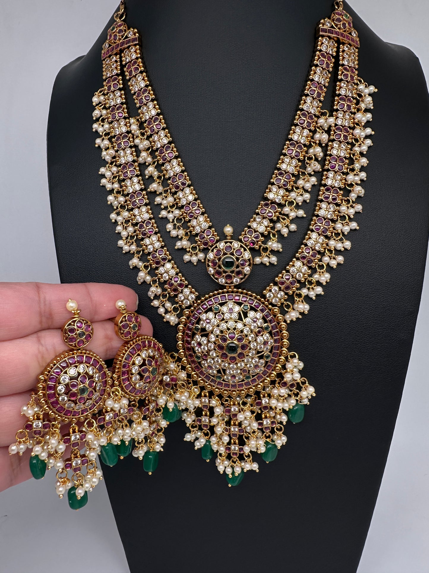 Matte Kempu Double Layer Short Necklace - 
