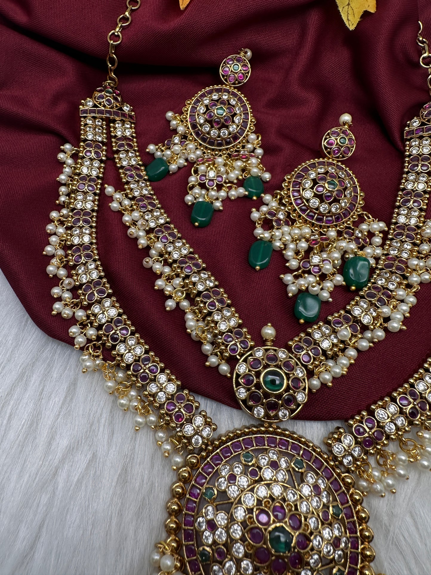 Matte Kempu Double Layer Short Necklace - 