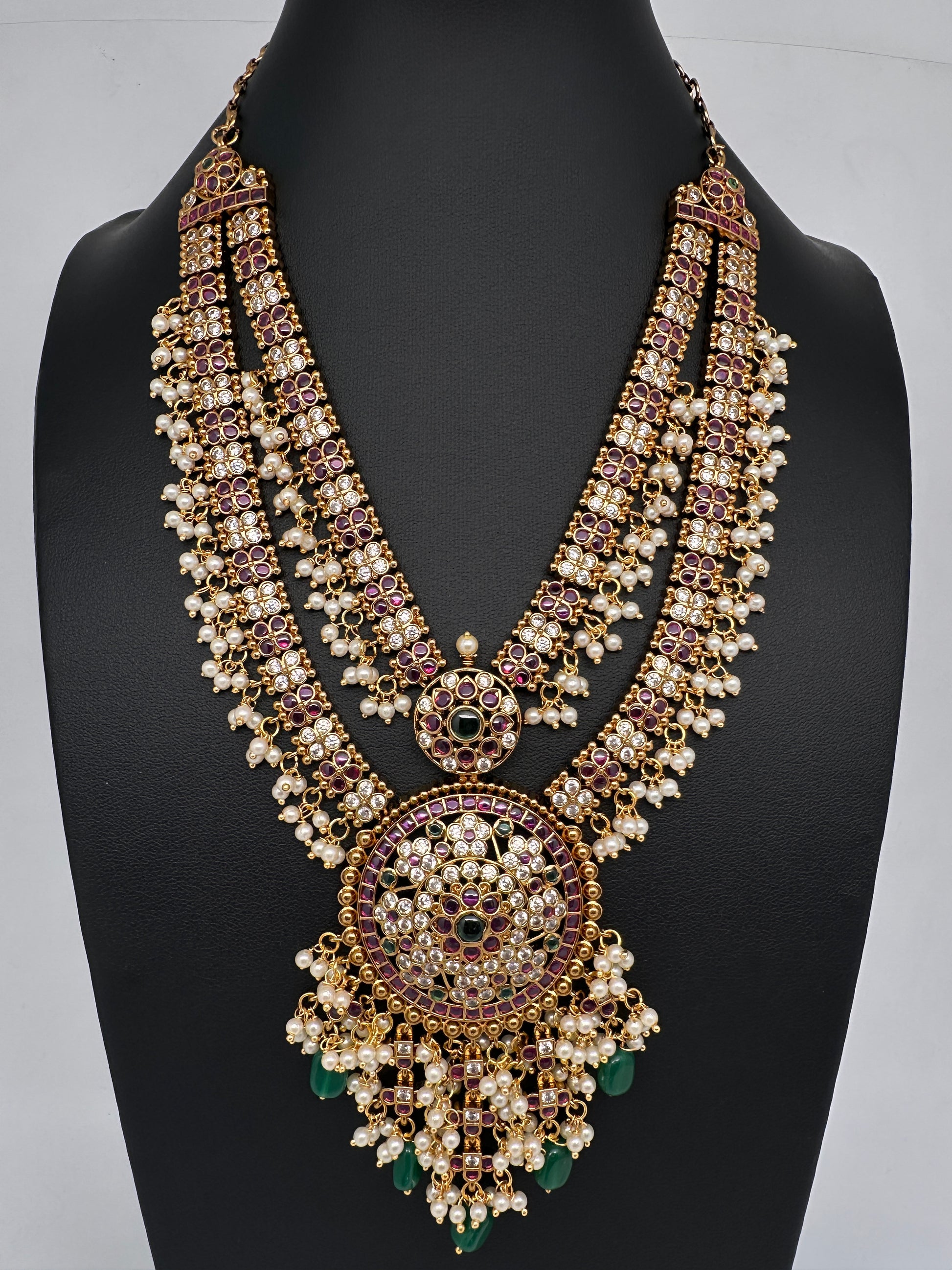 Matte Kempu Double Layer Short Necklace - 