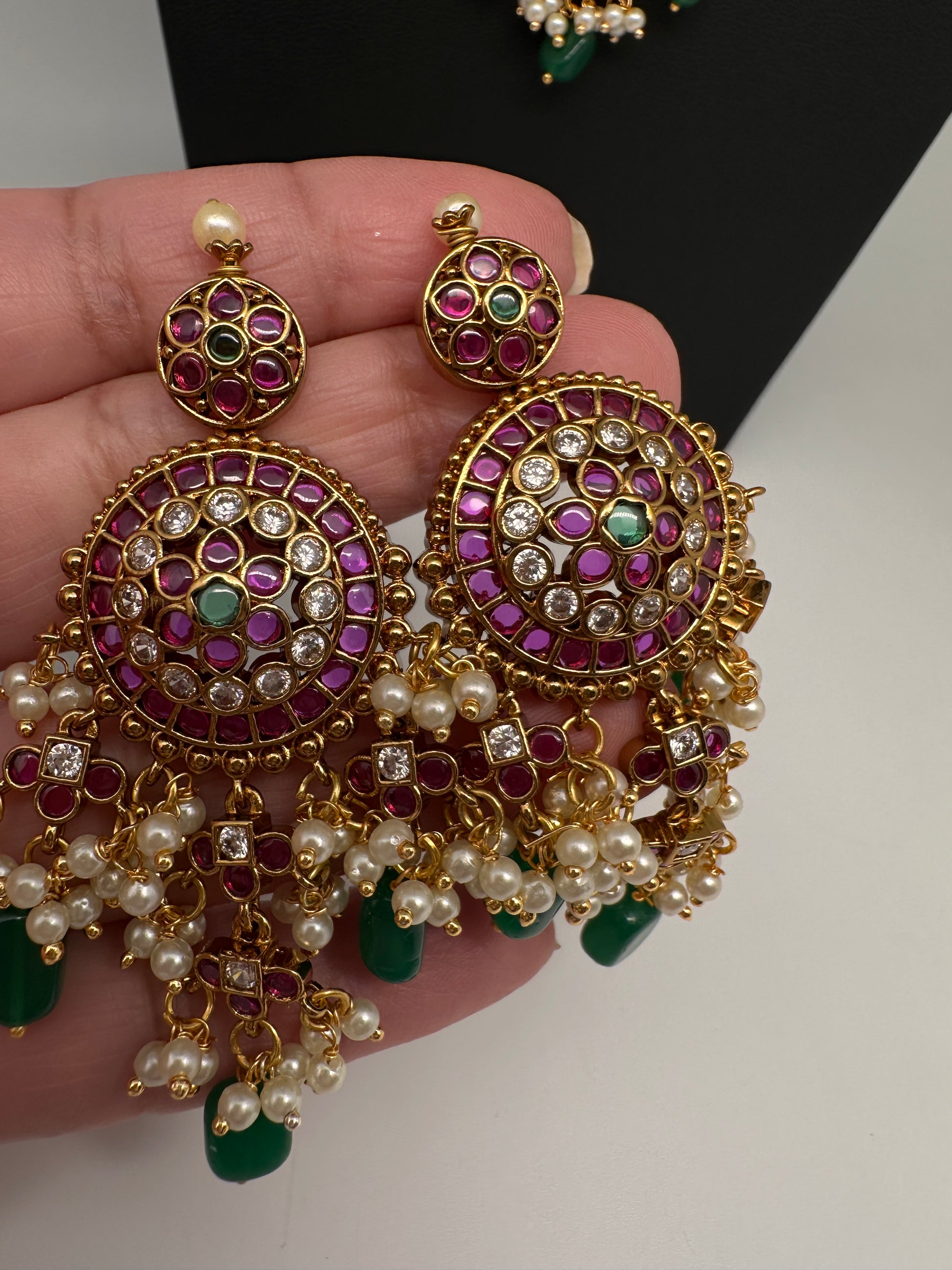Matte Kempu Double Layer Short Necklace - 