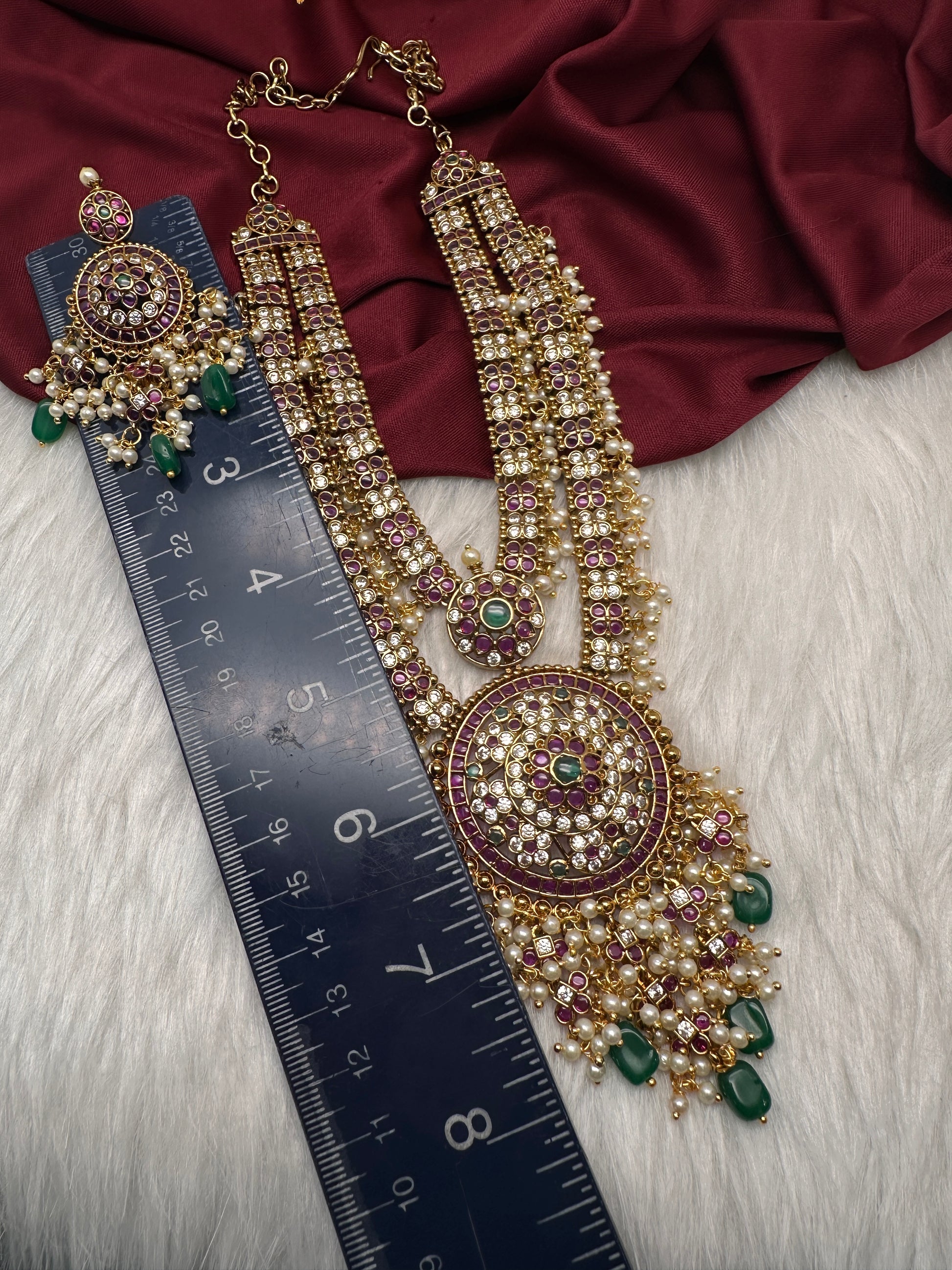Matte Kempu Double Layer Short Necklace - 