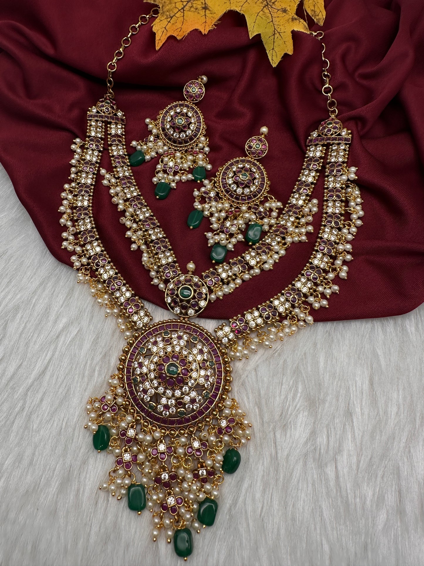 Matte Kempu Double Layer Short Necklace - 