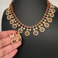 Matte Kempu Bottu Pearls Short Necklace - 