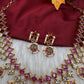 Matte Kempu Bottu Pearls Short Necklace - 