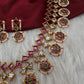 Matte Kempu Bottu Pearls Short Necklace - 