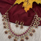 Matte Kempu Bottu Pearls Short Necklace - 