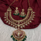 Matte Kempu Mango Double Layer Short Necklace - 