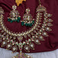 Matte Kempu Mango Double Layer Short Necklace - 