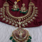 Matte Kempu Mango Double Layer Short Necklace - 