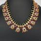 Matte Kempu Red Green Potta Stones Short Necklace - 
