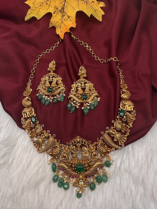 Matte Bharat Pattern Short Necklace - 