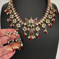 CZ Kemp Stones Multi Color Short Necklace - Red