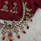 CZ Kemp Stones Multi Color Short Necklace - Red